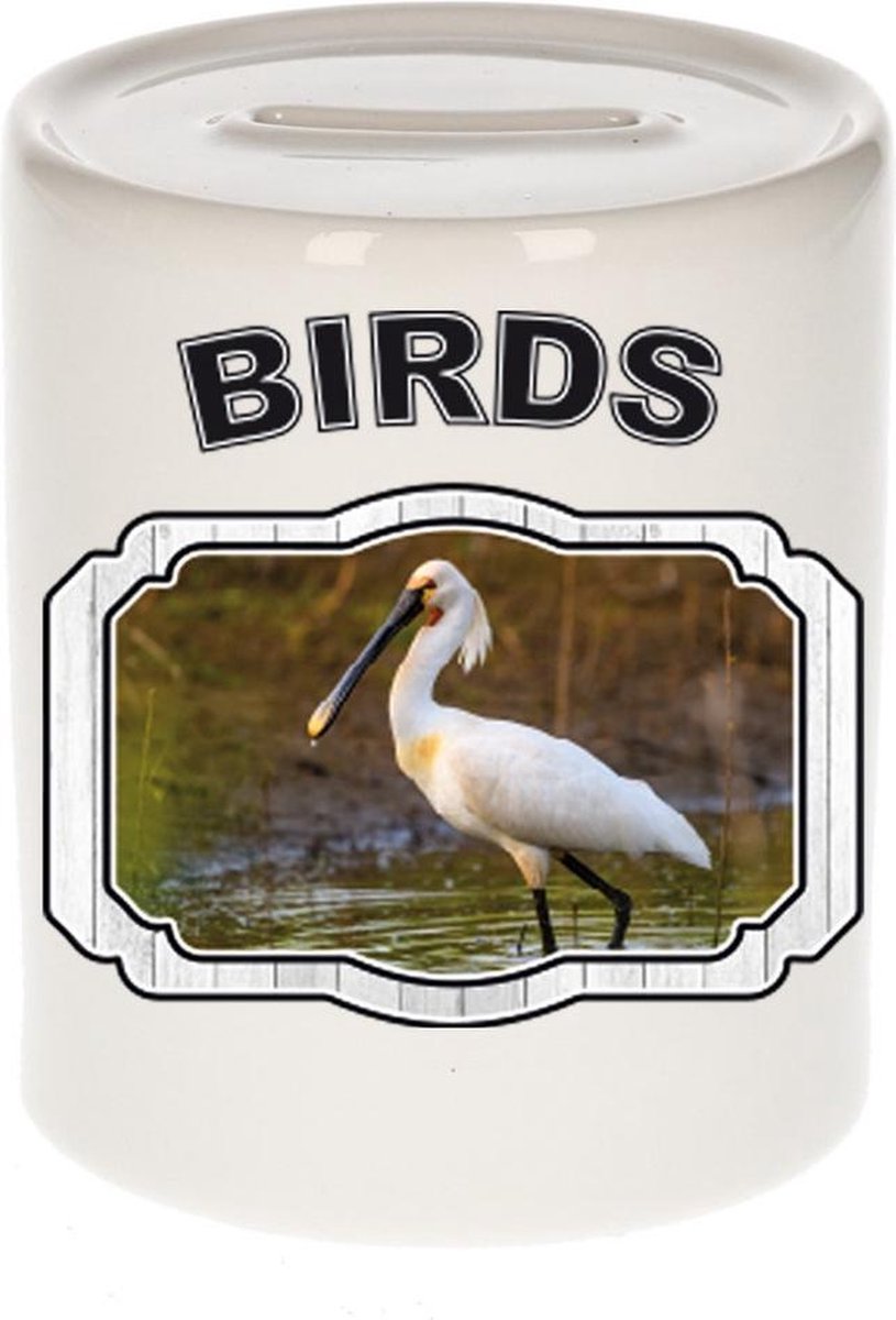Dieren liefhebber lepelaar vogel spaarpot  9 cm jongens en meisjes - keramiek - Cadeau spaarpotten vogels liefhebber
