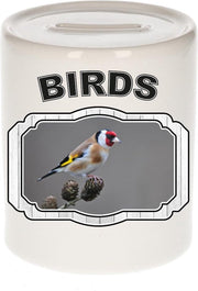 Dieren liefhebber putter vogel spaarpot  9 cm jongens en meisjes - keramiek - Cadeau spaarpotten vogels liefhebber
