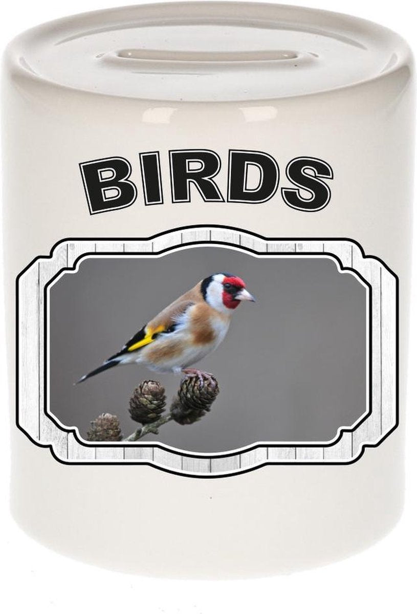 Dieren liefhebber putter vogel spaarpot  9 cm jongens en meisjes - keramiek - Cadeau spaarpotten vogels liefhebber