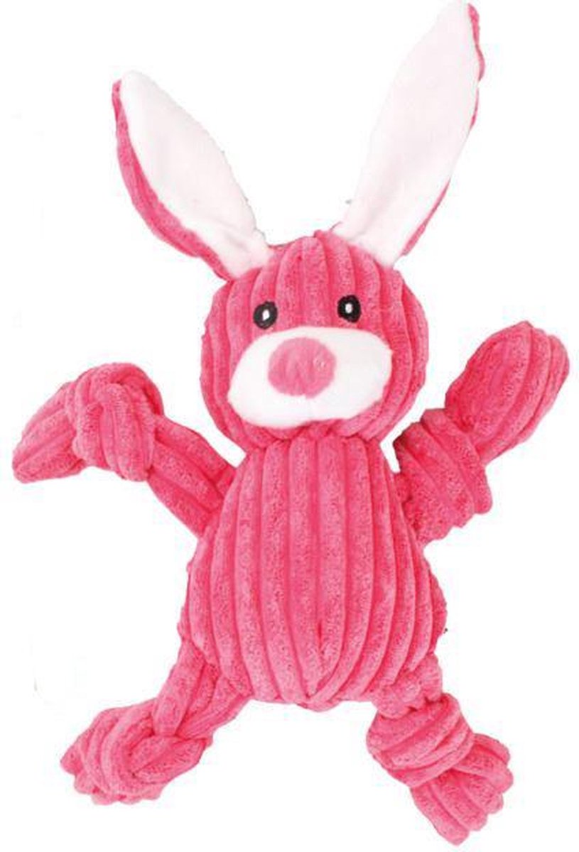 Pluche connie in corduroy stof 30 cm roze