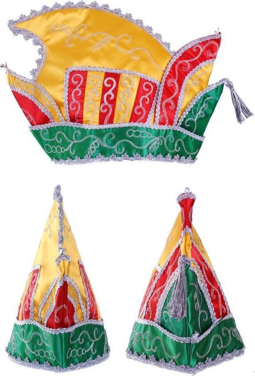 Prins Carnaval steek muts geel rood groen - prinsenmuts raad van elf zilver prinsensteek