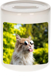 Dieren gekke poes foto spaarpot 9 cm jongens en meisjes - Cadeau spaarpotten katten liefhebber