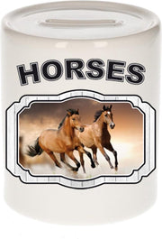 Dieren liefhebber bruin paard spaarpot  9 cm jongens en meisjes - keramiek - Cadeau spaarpotten paarden liefhebber