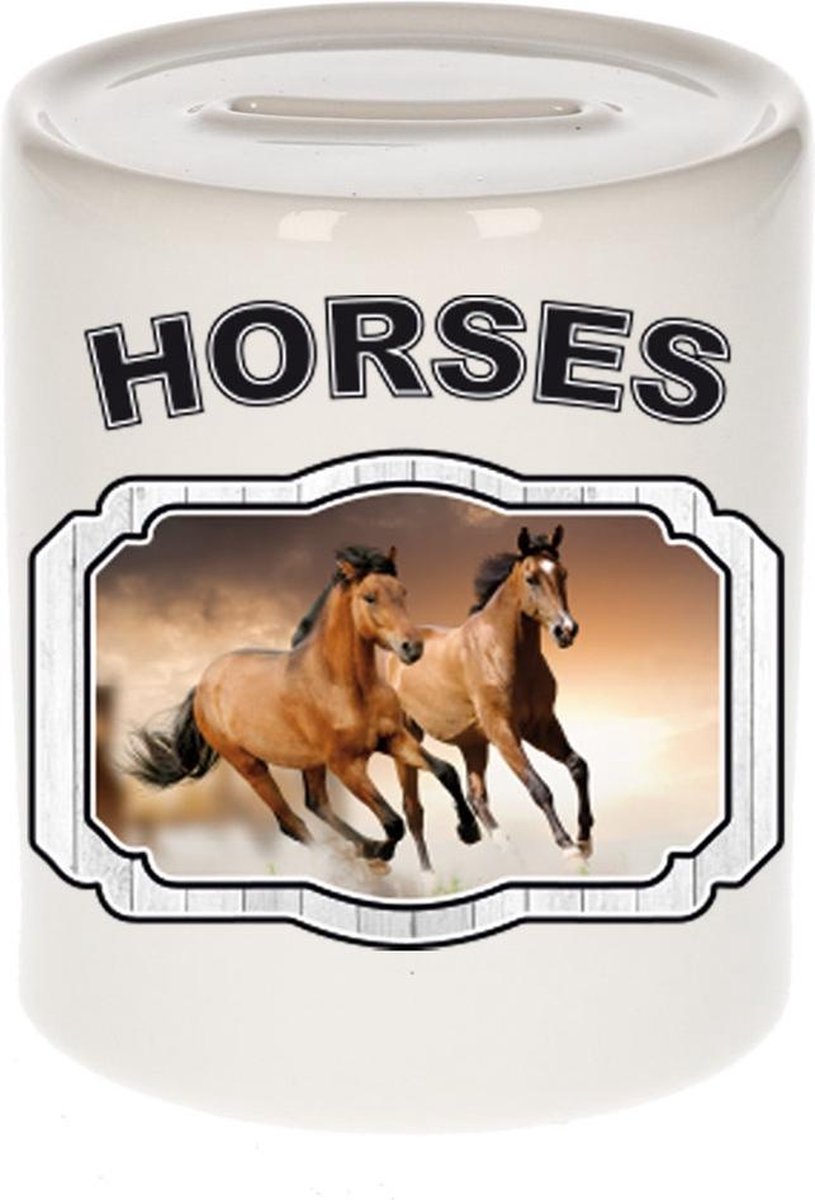 Dieren liefhebber bruin paard spaarpot  9 cm jongens en meisjes - keramiek - Cadeau spaarpotten paarden liefhebber