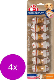 8in1 Delights Kauwknook Triple Flavour Kip&Varken&Rund - Hondensnacks - 4 x Xs