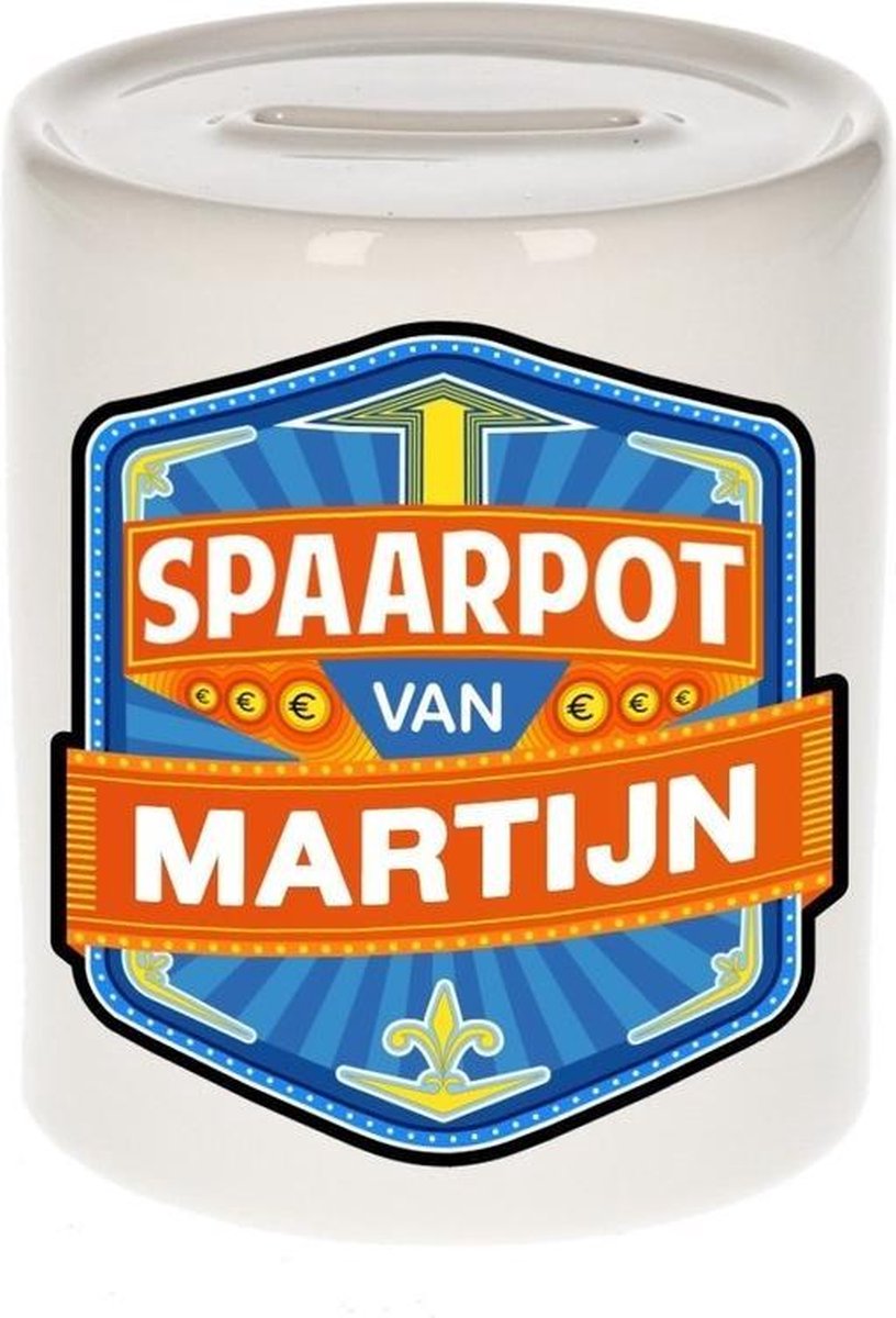 Kinder spaarpot voor Martijn - keramiek - naam spaarpotten