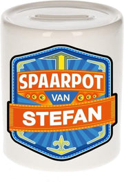 Kinder spaarpot voor Stefan - keramiek - naam spaarpotten