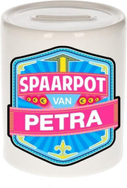 Kinder spaarpot voor Petra   - keramiek - naam spaarpotten