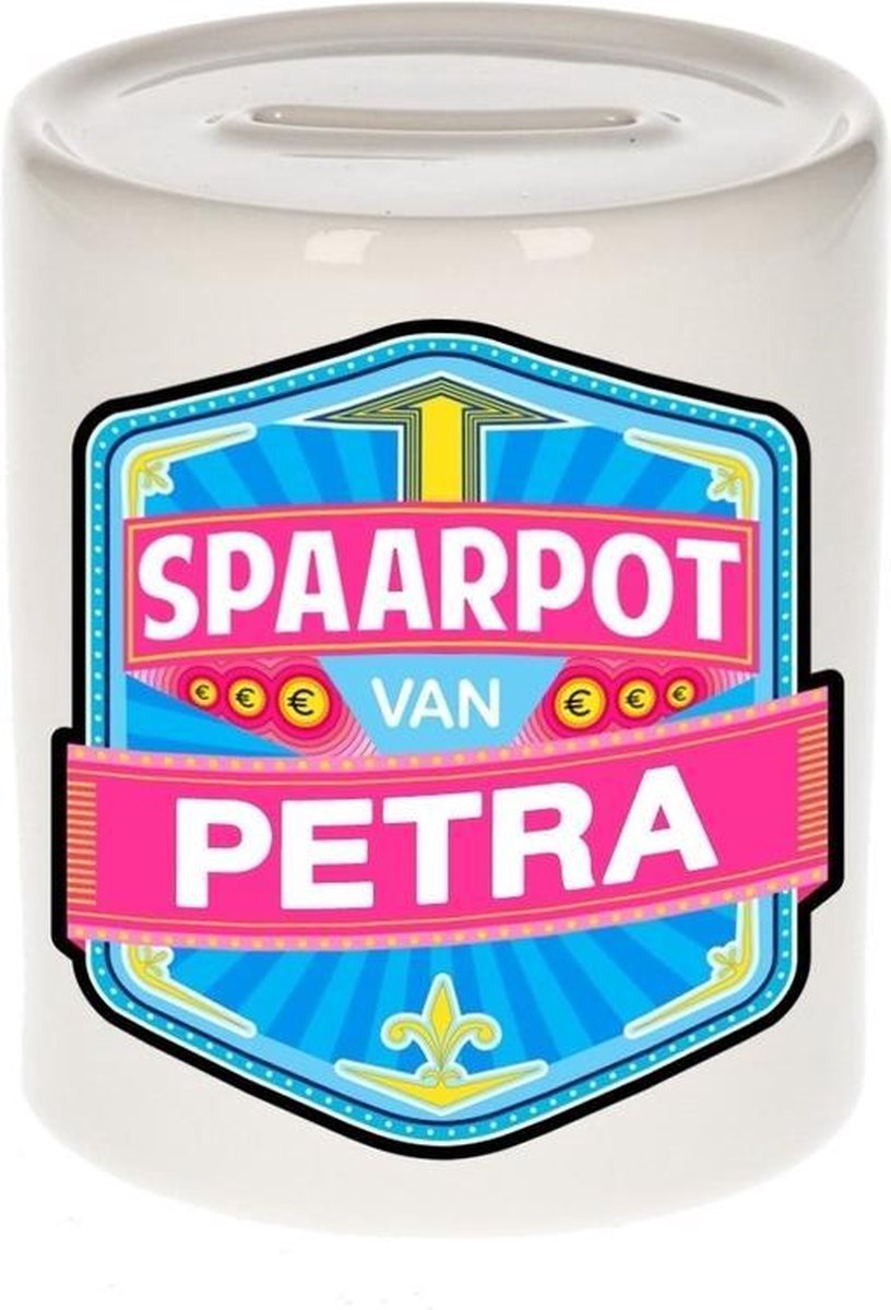 Kinder spaarpot voor Petra   - keramiek - naam spaarpotten