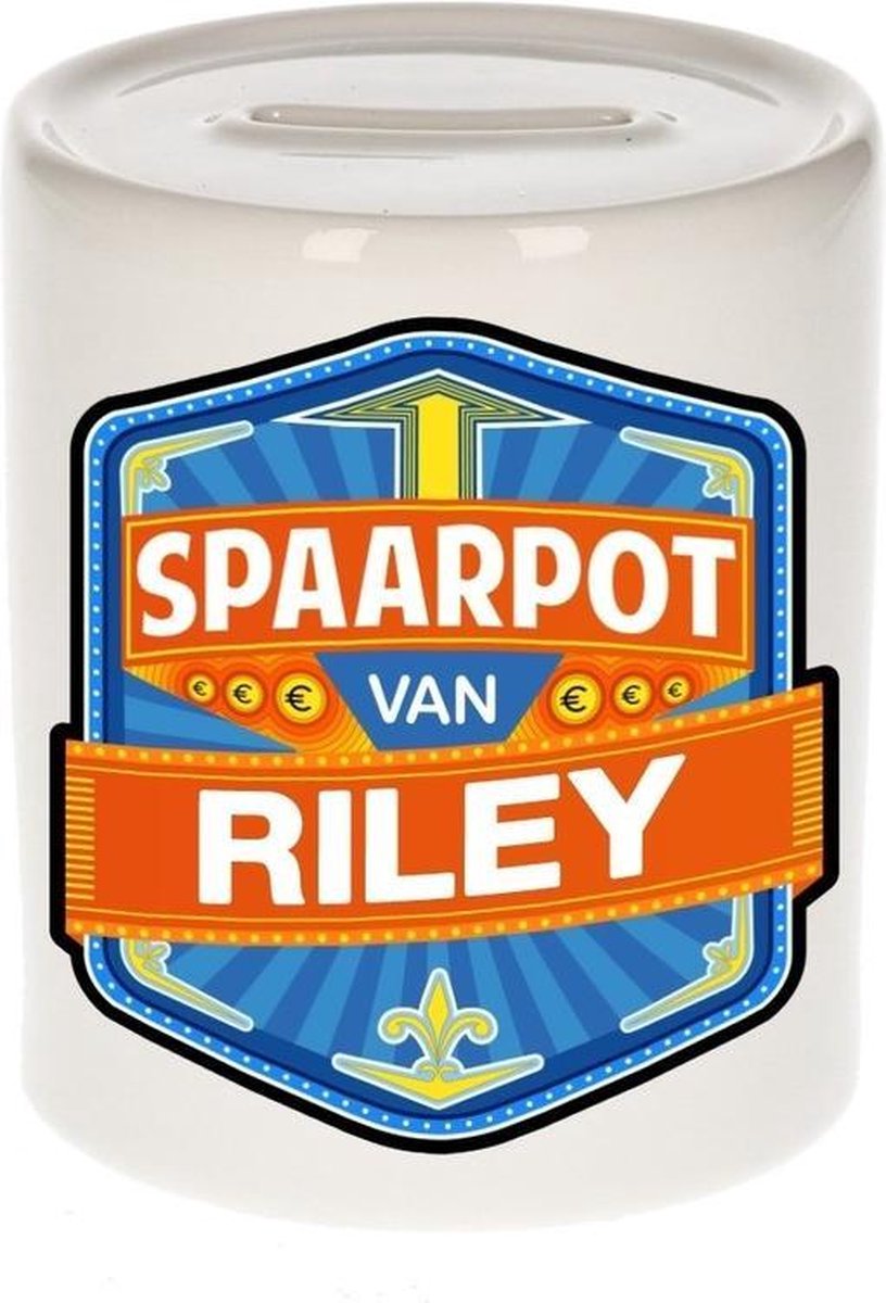 Kinder spaarpot voor Riley - keramiek - naam spaarpotten