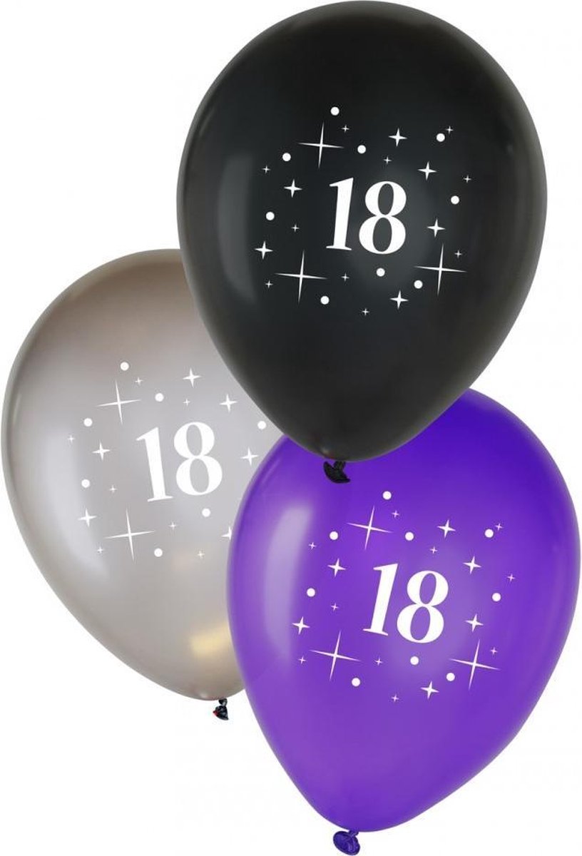 Ballon 18 jaar metallic zwart/zilver