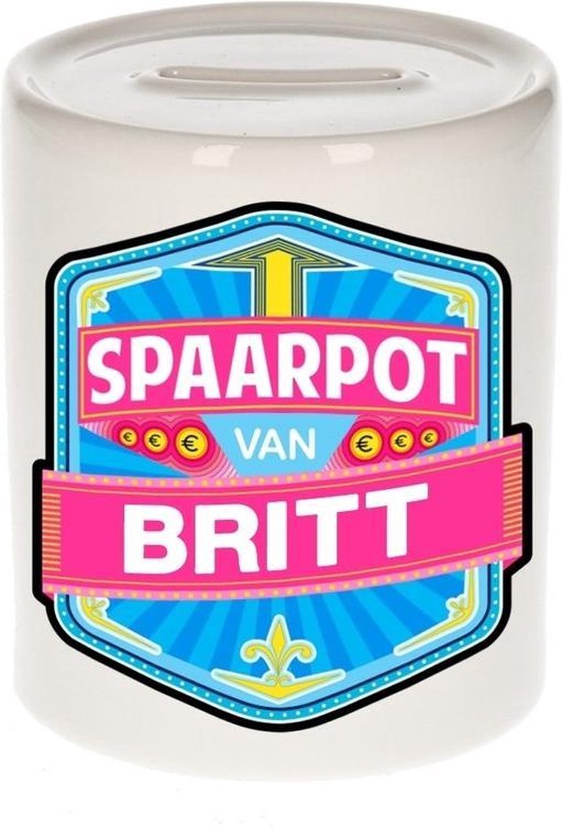 Kinder spaarpot voor Britt - keramiek - naam spaarpotten
