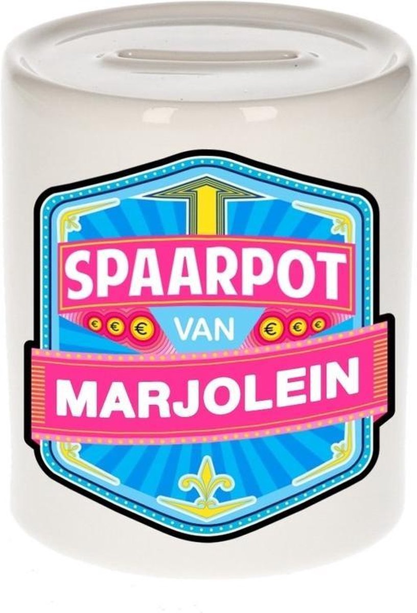Kinder spaarpot voor Marjolein   - keramiek - naam spaarpotten