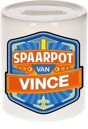 Kinder spaarpot voor Vince - keramiek - naam spaarpotten