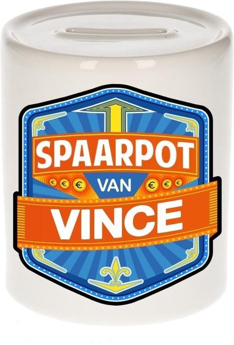Kinder spaarpot voor Vince - keramiek - naam spaarpotten