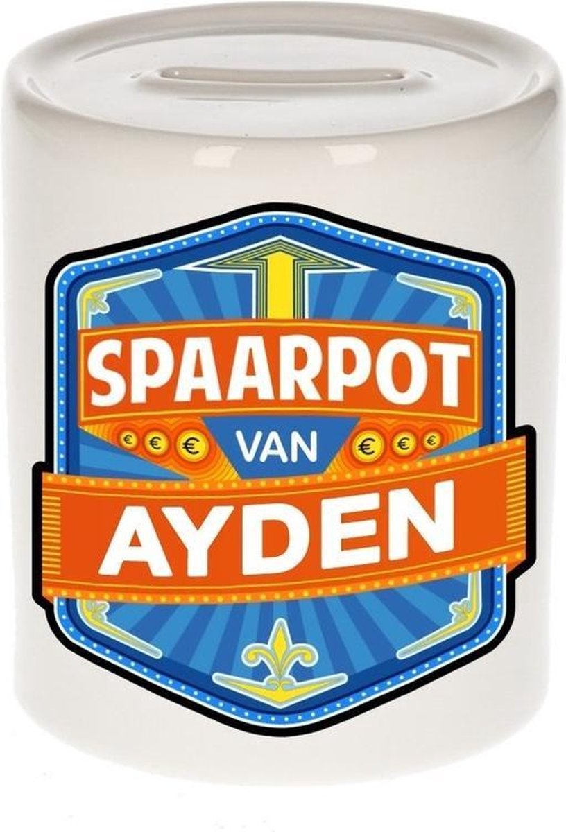 Kinder spaarpot voor Ayden - keramiek - naam spaarpotten