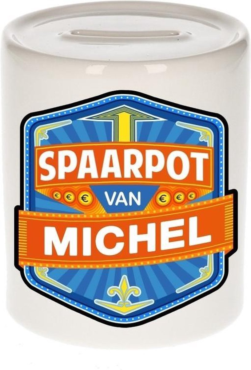 Kinder spaarpot voor Michel - keramiek - naam spaarpotten