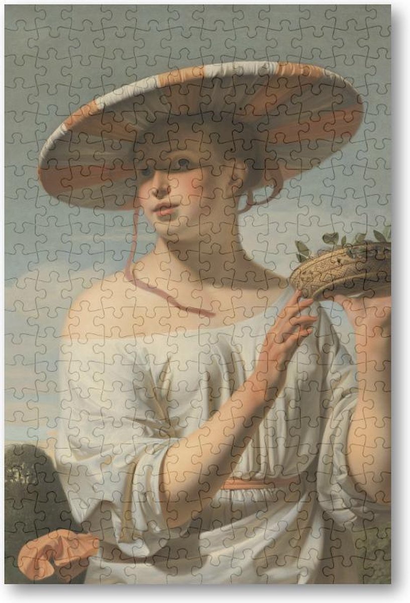 Meisje met een brede hoed - 252 Stukjes puzzel voor volwassenen - Caesar Boëtius van Everdingen - Meesterwerken