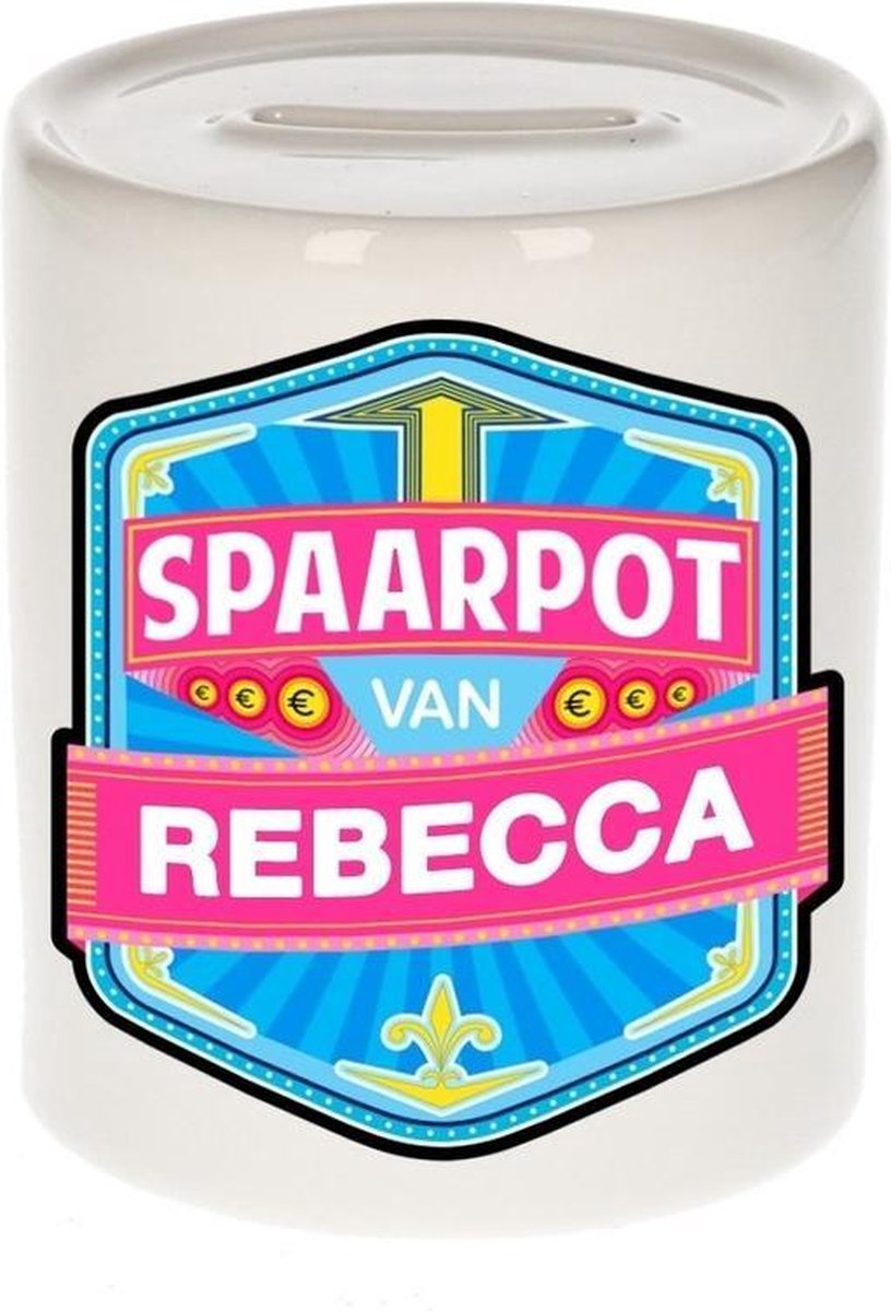 Kinder spaarpot voor Rebecca   - keramiek - naam spaarpotten
