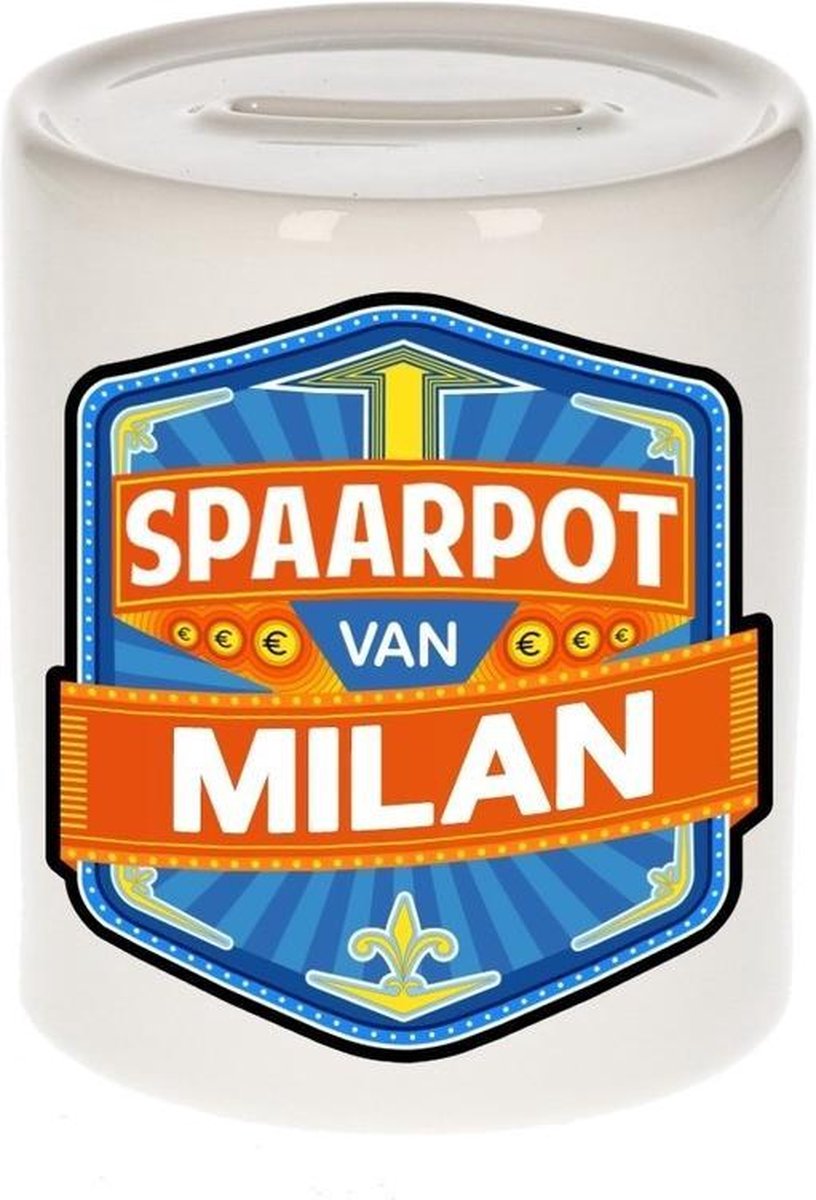 Kinder spaarpot voor Milan - keramiek - naam spaarpotten