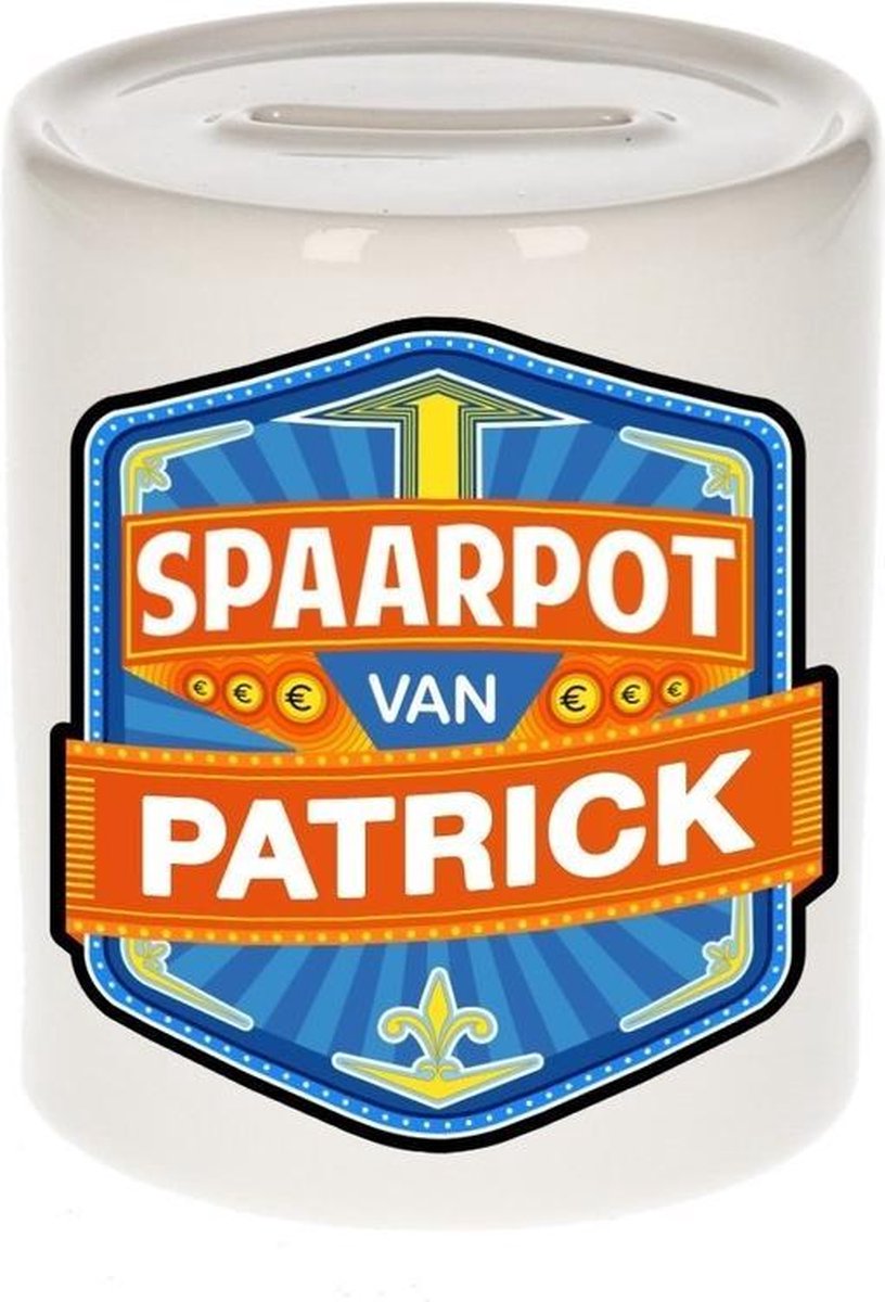 Kinder spaarpot voor Patrick - keramiek - naam spaarpotten