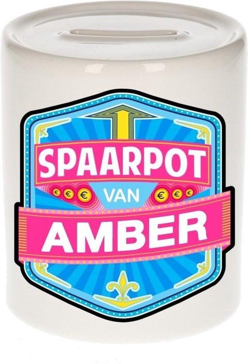 Kinder spaarpot voor Amber - keramiek - naam spaarpotten