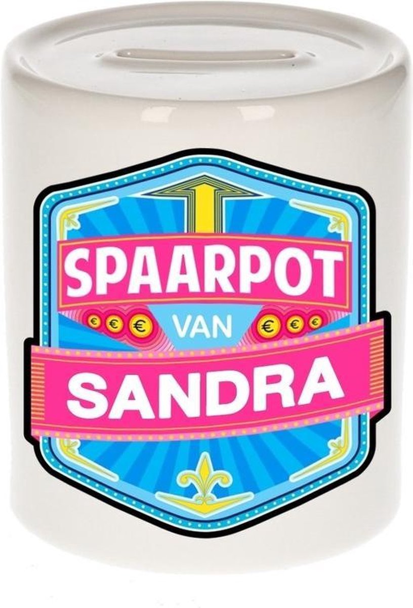 Kinder spaarpot voor Sandra   - keramiek - naam spaarpotten