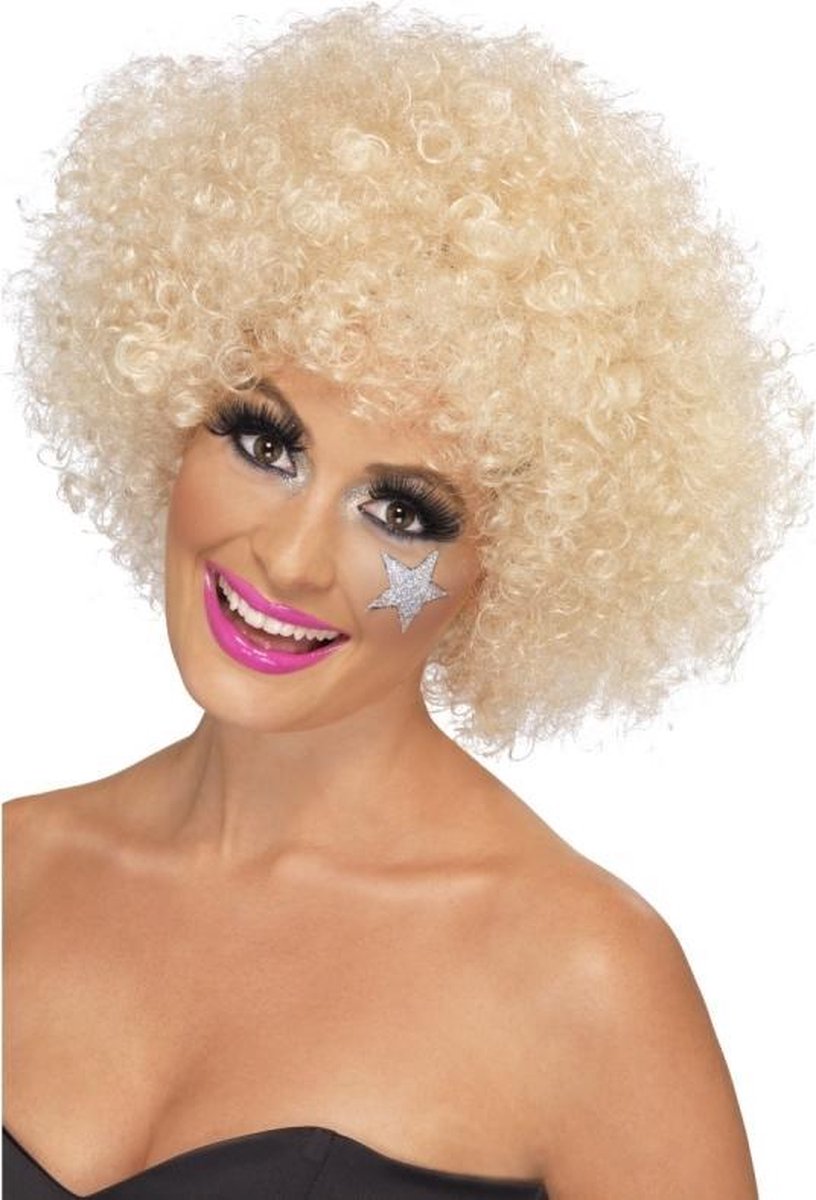 Blonde afro pruik voor dames