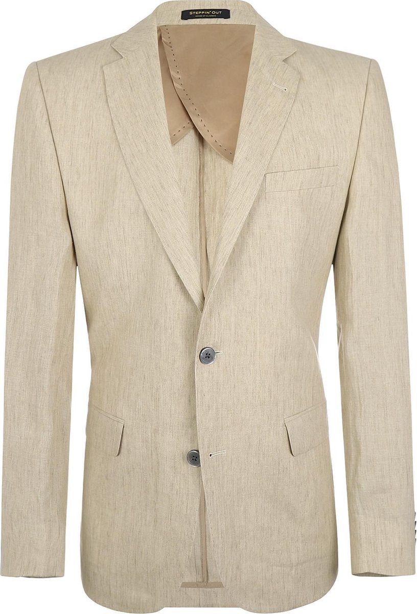 Steppin' Out Mannen Linnen Blazer Beige Linnen Maat: 48