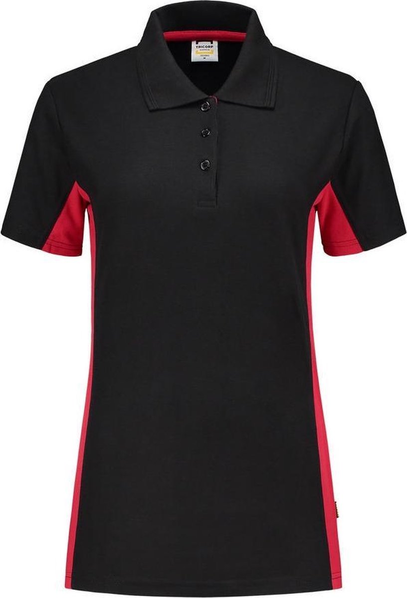 Tricorp poloshirt bi-color dames - 202003 - zwart / rood - maat XS
