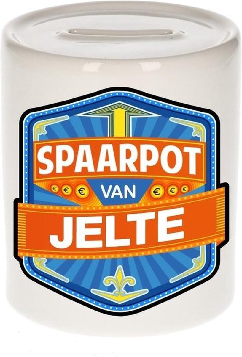 Kinder spaarpot voor Jelte - keramiek - naam spaarpotten