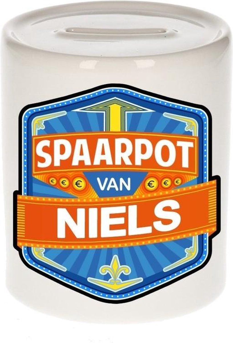 Kinder spaarpot voor Niels - keramiek - naam spaarpotten