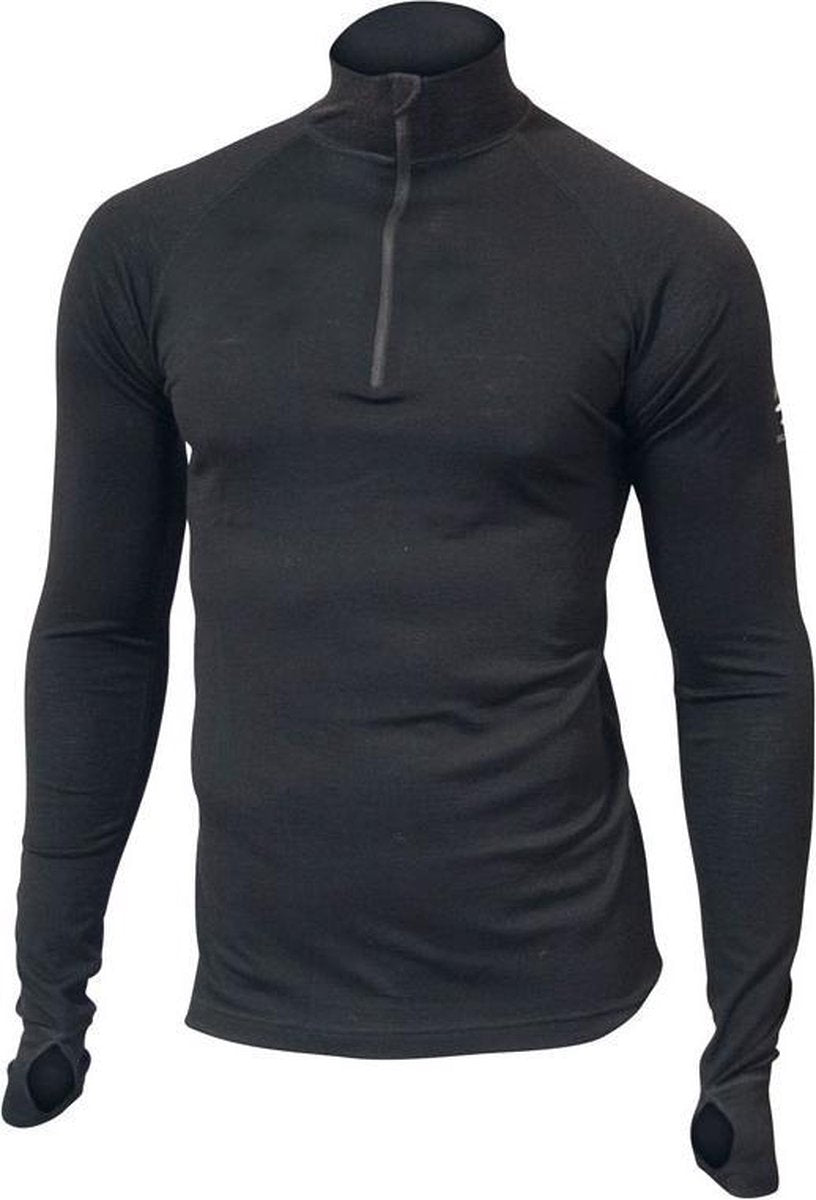 Ivanhoe Longsleeve Felix Heren Merinowol Zwart Maat S