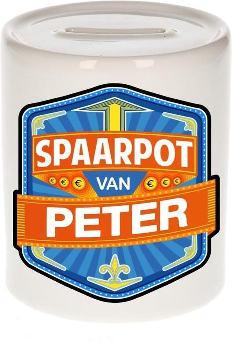 Kinder spaarpot voor Peter - keramiek - naam spaarpotten