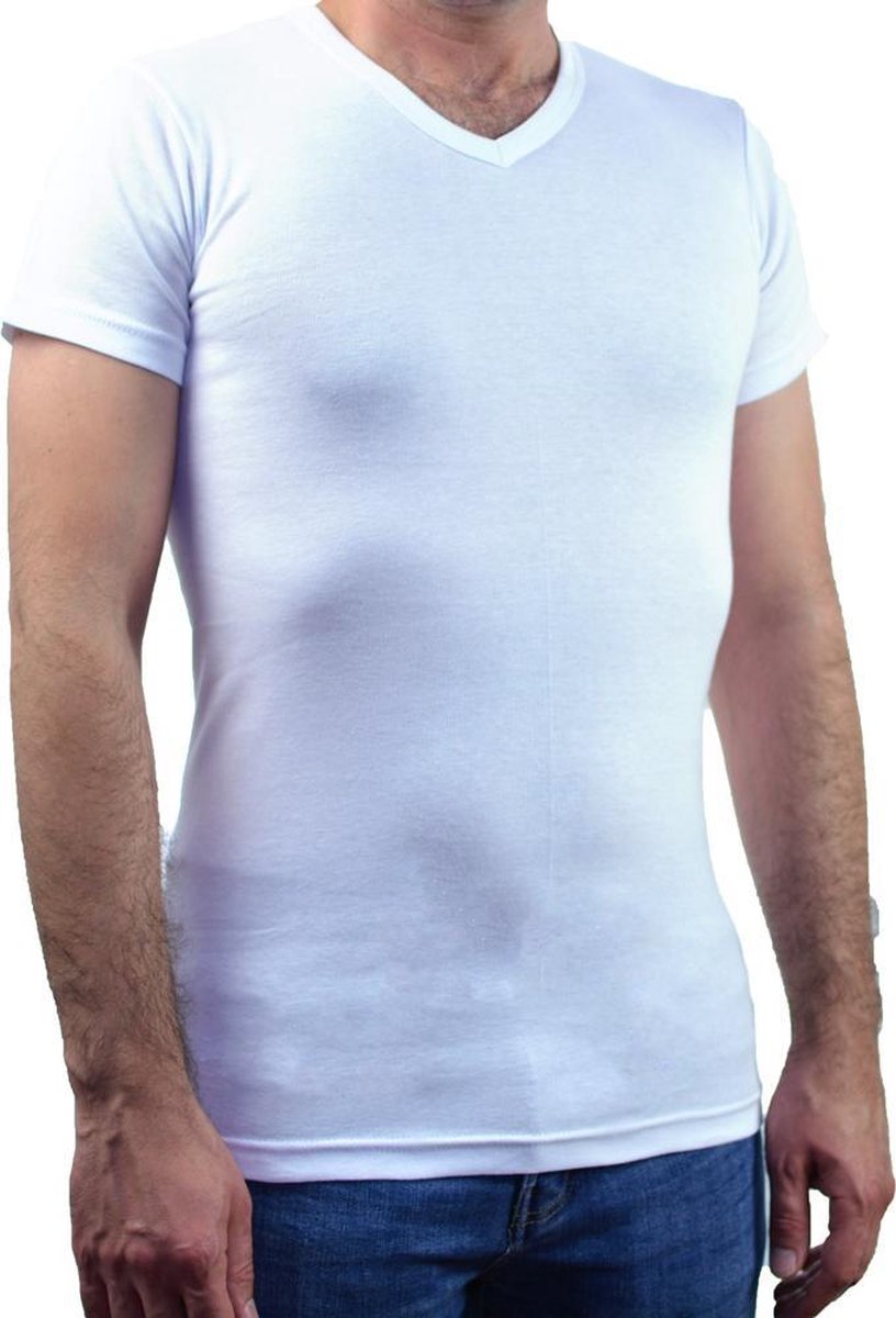 3 Pack Top kwaliteit  T-Shirt - V-hals - 100% Katoen - Wit - Maat XXL
