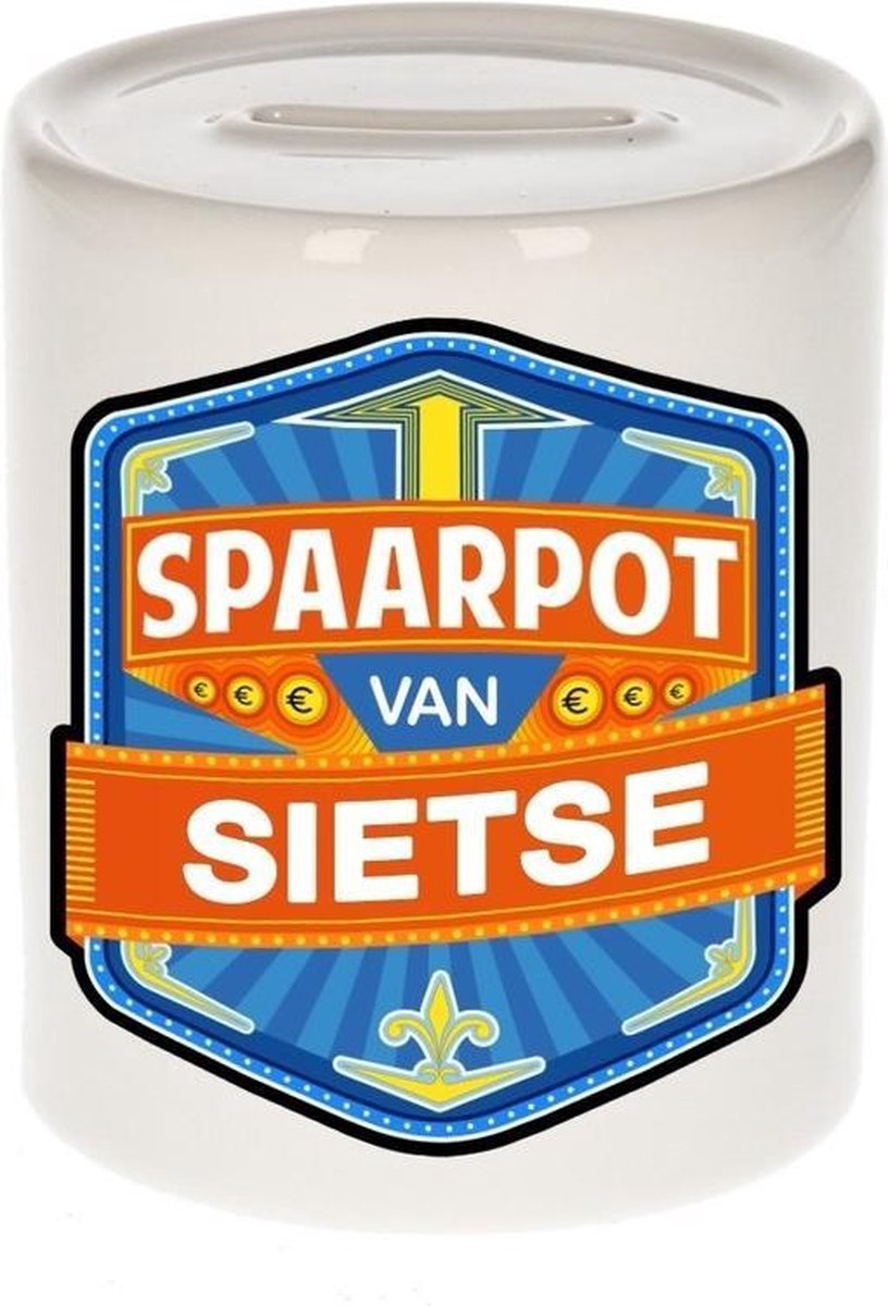 Kinder spaarpot voor Sietse - keramiek - naam spaarpotten