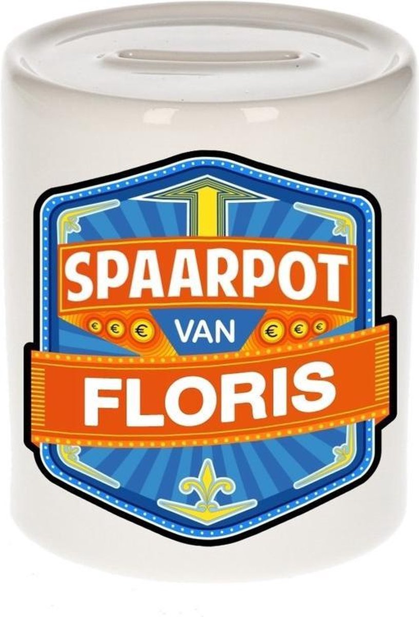 Kinder spaarpot voor Floris - keramiek - naam spaarpotten
