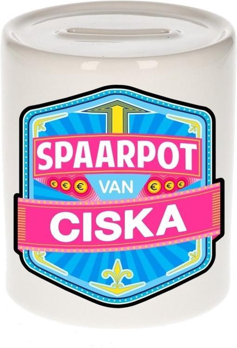 Kinder spaarpot voor Ciska - keramiek - naam spaarpotten