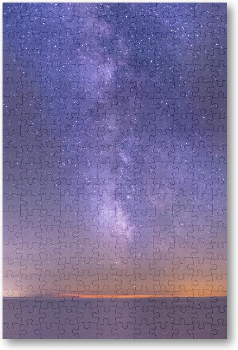 Adembenemende foto van de zee onder een donker paarse sterrenhemel - 252 Stukjes puzzel voor volwassenen - Besteposter - Sterren