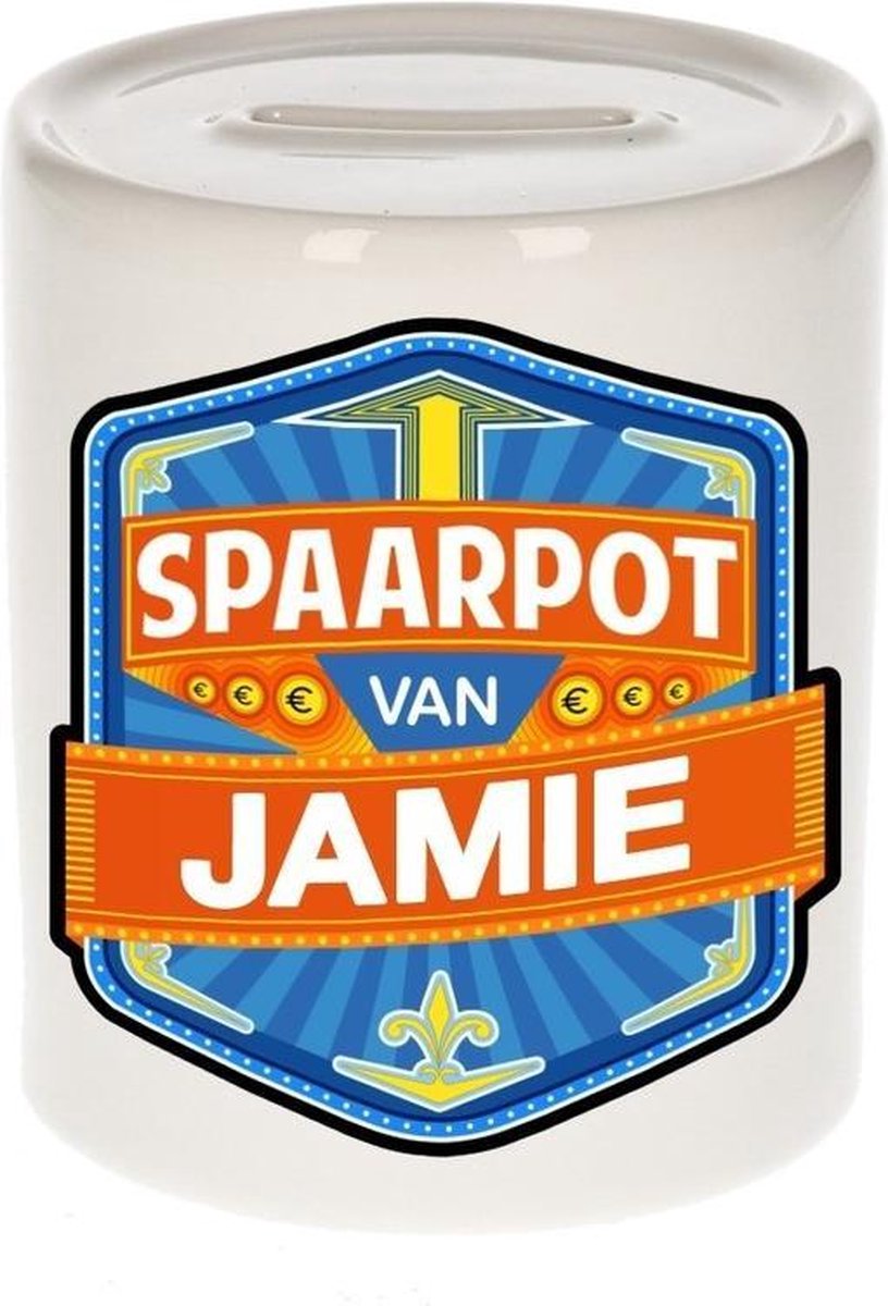 Kinder spaarpot voor Jamie - keramiek - naam spaarpotten