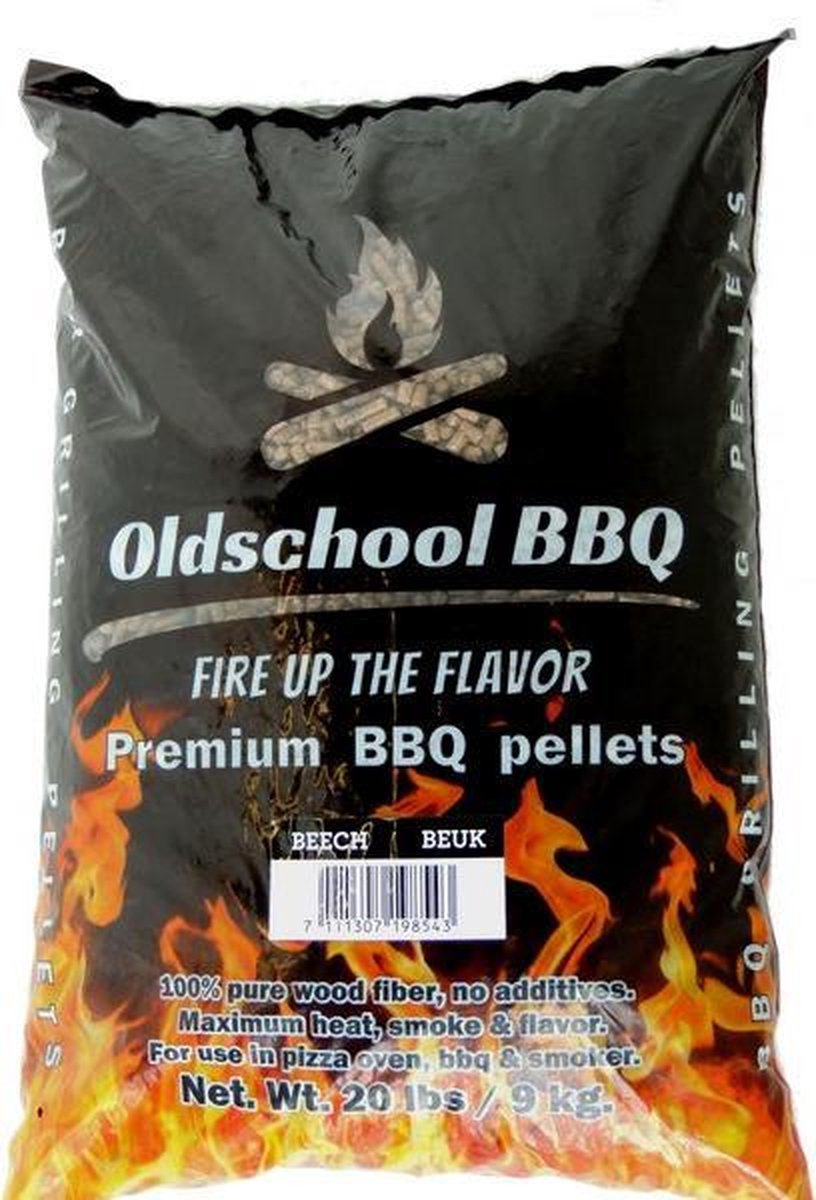 OldschoolBBQ Premium Barbecue pellets Beech - Beuken 9 kg voor pellet BBQ
