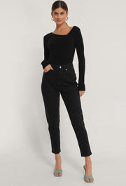 NA-KD Comfort Mom Vrouwen Jeans - Black - Maat EU 34