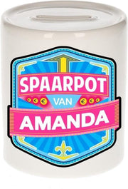 Kinder spaarpot voor Amanda - keramiek - naam spaarpotten