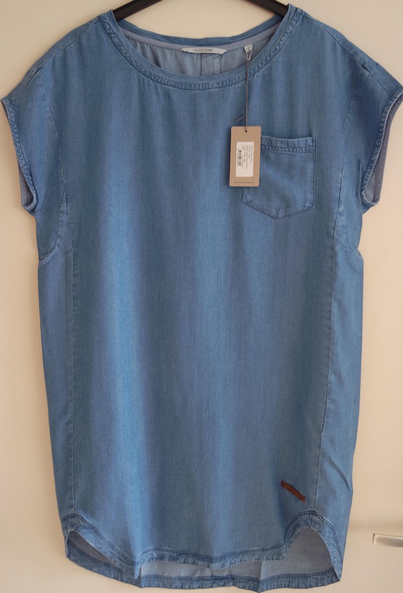 Indigo Woven Dress van Moscow - Faded Indigo - Maat XS