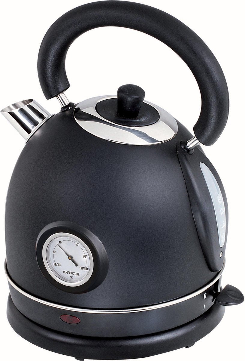 Livoo Retro Waterkoker met Thermometer Zwart