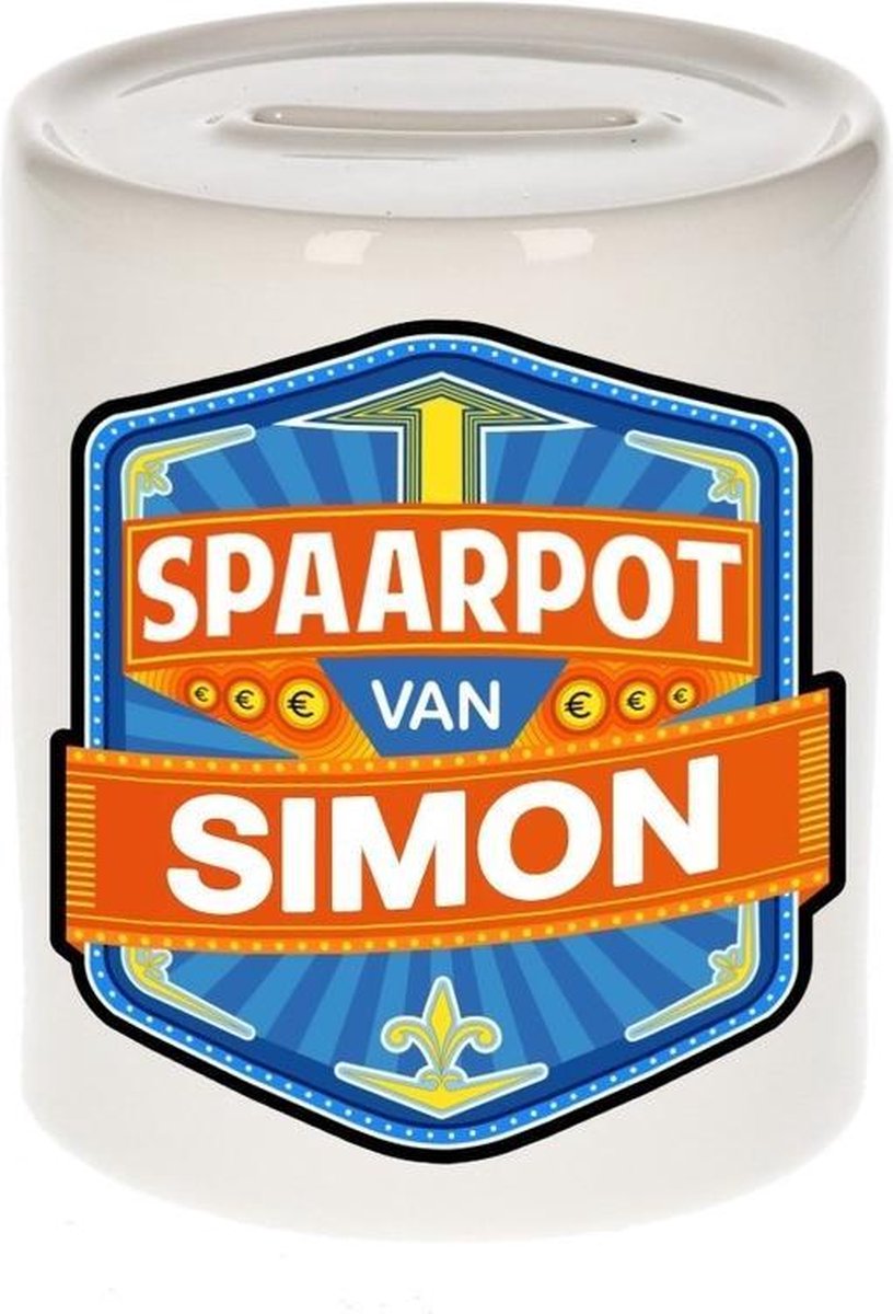 Kinder spaarpot voor Simon - keramiek - naam spaarpotten