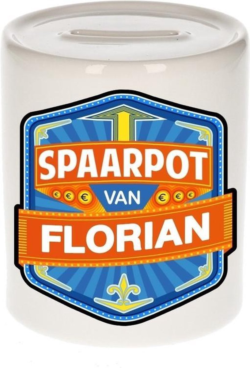 Kinder spaarpot voor Florian - keramiek - naam spaarpotten