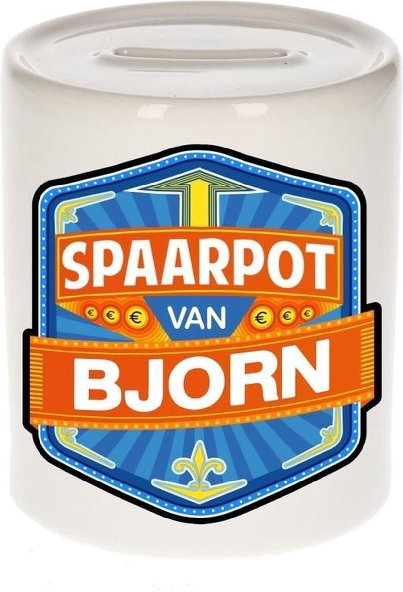 Kinder spaarpot voor Bjorn - keramiek - naam spaarpotten