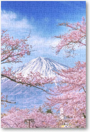 Fuji-berg en kersenbloesems in de lente