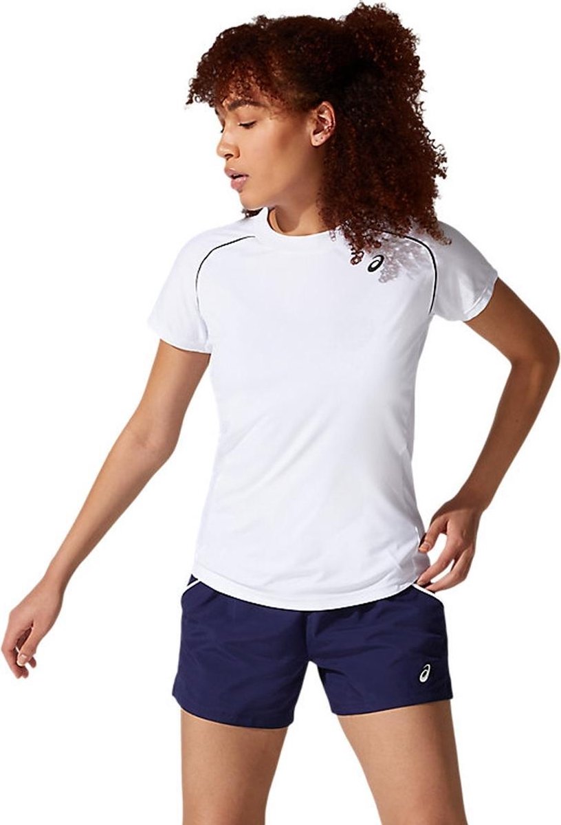 Asics - Court Womens Piping Short Sleeve - Wit - Dames - maat  XL